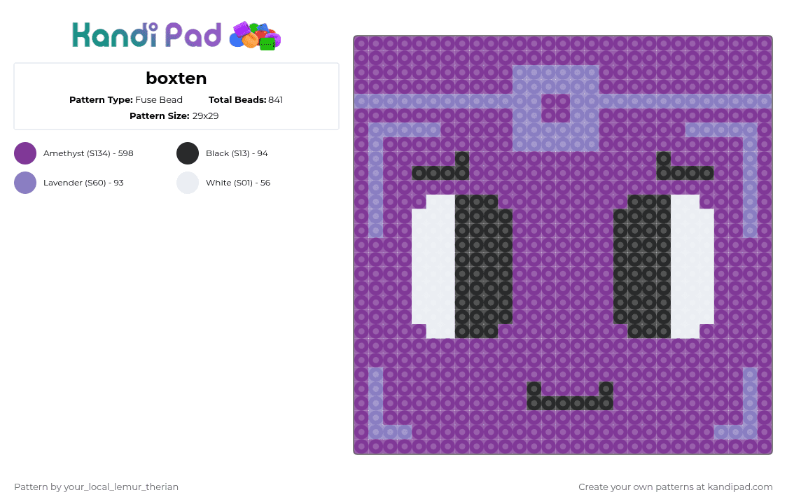 boxten - Fuse Bead Pattern by your_local_lemur_therian on Kandi Pad - pink,dw,dandys world,boxten,music