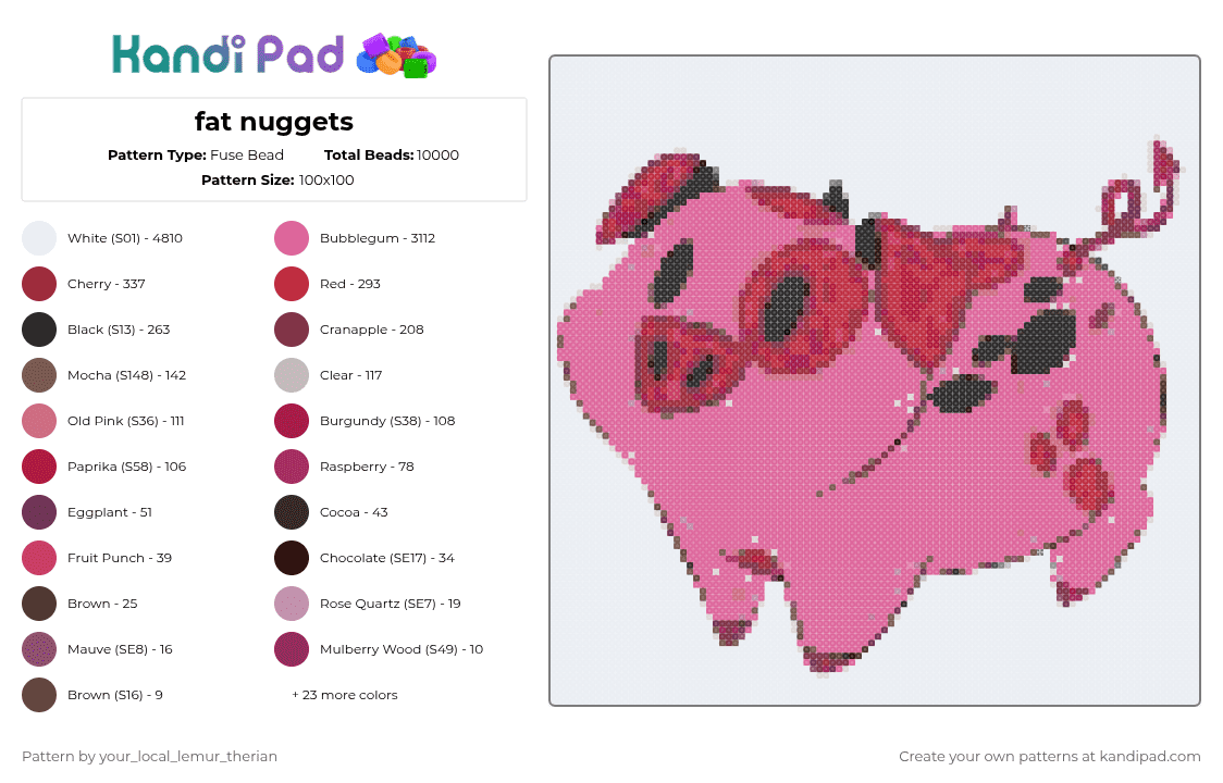 fat nuggets - Fuse Bead Pattern by your_local_lemur_therian on Kandi Pad - white,pink,red,hh,hazbin hotel,fat nuggets,silly guy