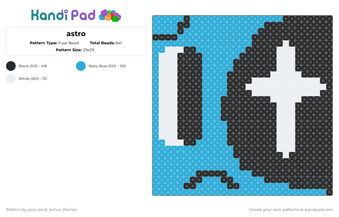 astro - Fuse Bead Pattern by your_local_lemur_therian on Kandi Pad - light blue,white,dw,dandys world,astro,astro novalite,novalite,sleep,night,gn