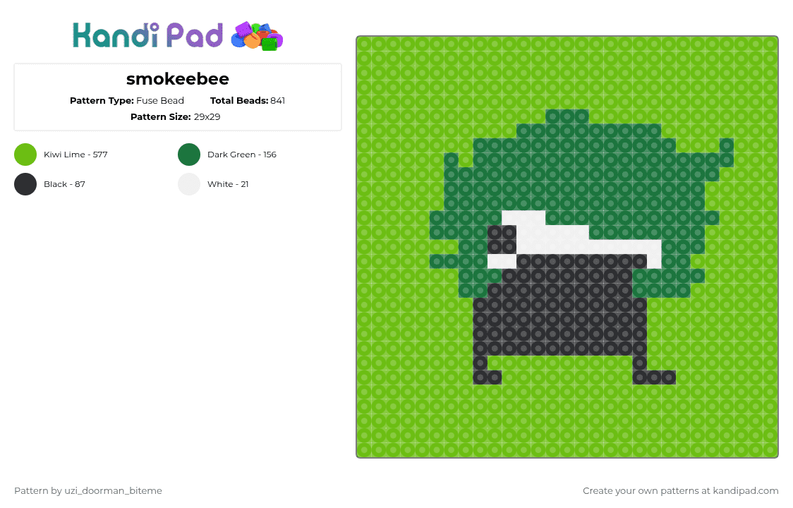 smokeebee - Fuse Bead Pattern by your_local_lemur_therian on Kandi Pad - green