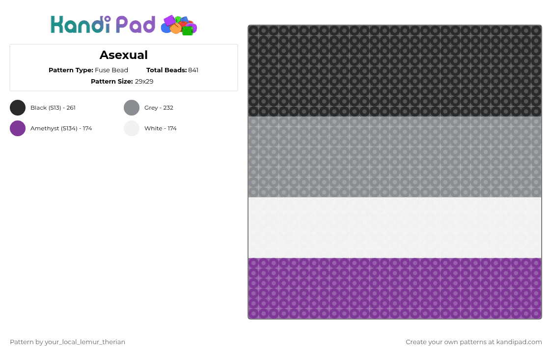 Asexual - Fuse Bead Pattern by your_local_lemur_therian on Kandi Pad - pink,gray