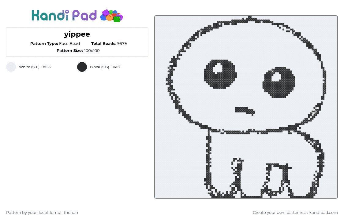 yippee - Fuse Bead Pattern by your_local_lemur_therian on Kandi Pad - white