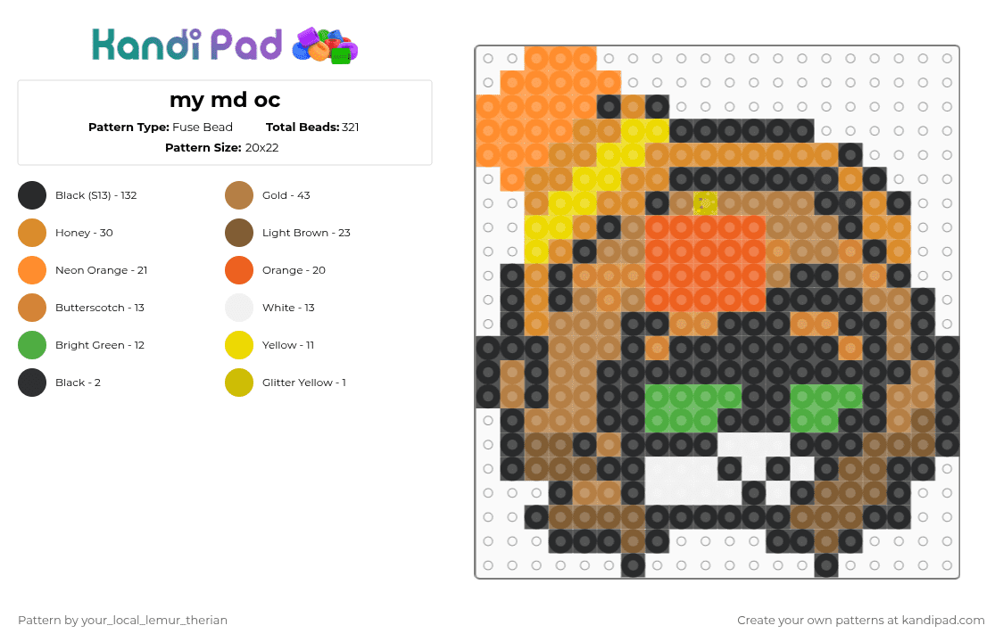 my md oc - Fuse Bead Pattern by your_local_lemur_therian on Kandi Pad - tan,orange