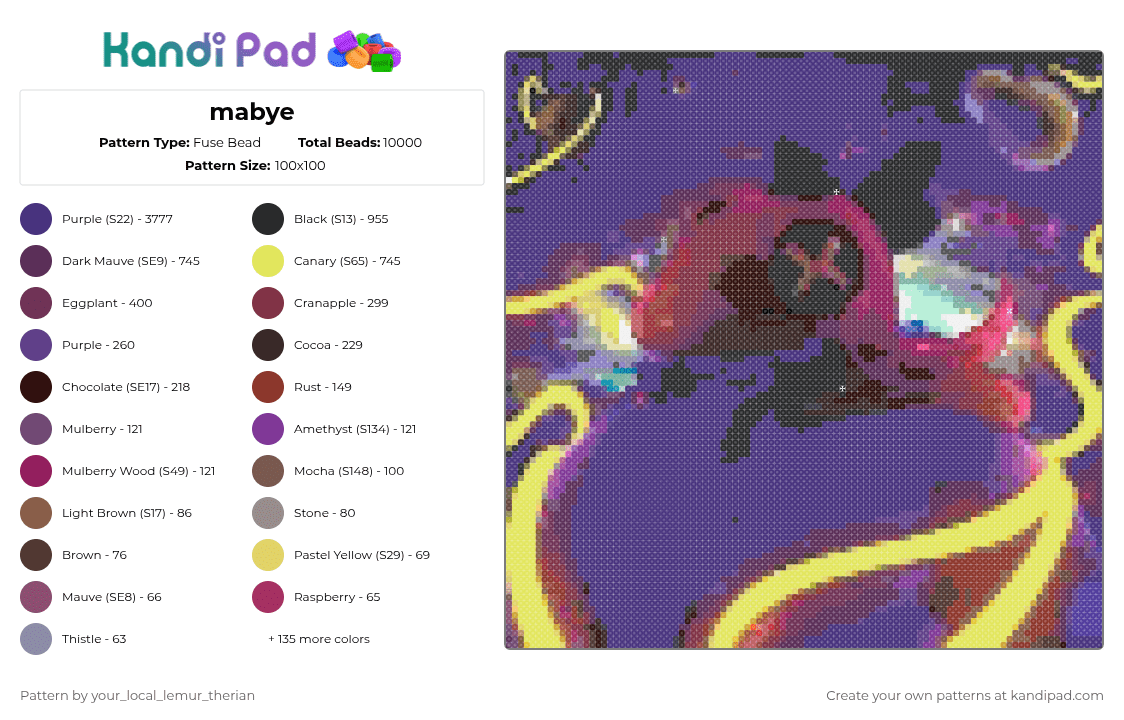 mabye - Fuse Bead Pattern by your_local_lemur_therian on Kandi Pad - 