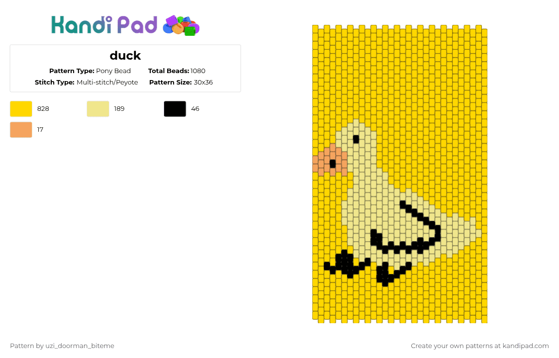 duck - Pony Bead Pattern by your_local_lemur_therian on Kandi Pad - yellow