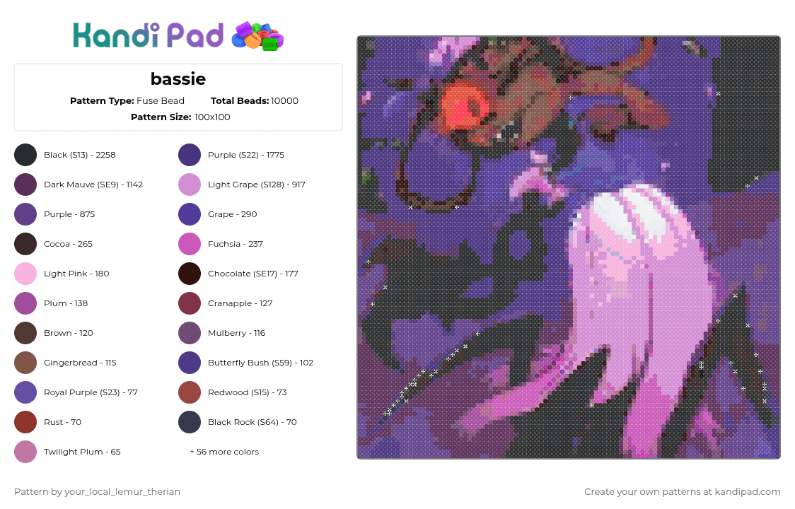 bassie - Fuse Bead Pattern by your_local_lemur_therian on Kandi Pad - dw,bassie,easter,dandys world,spring,twisted,flowers,envy