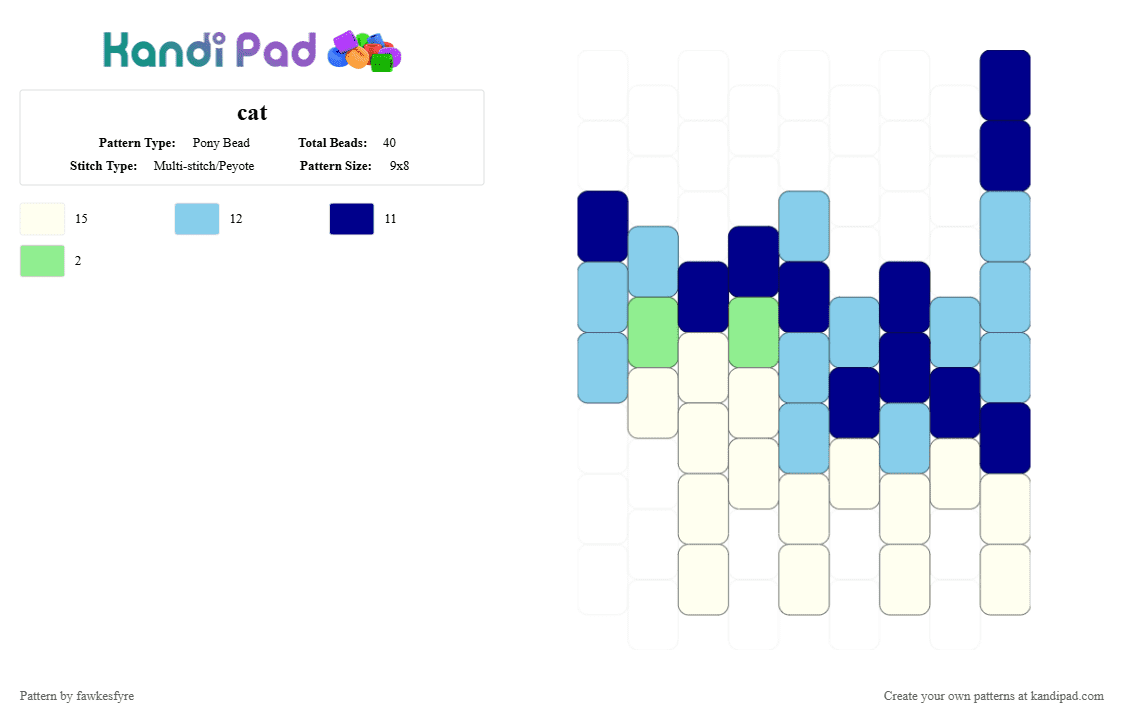 cat - Pony Bead Pattern by fawkesfyre on Kandi Pad - purple,light blue