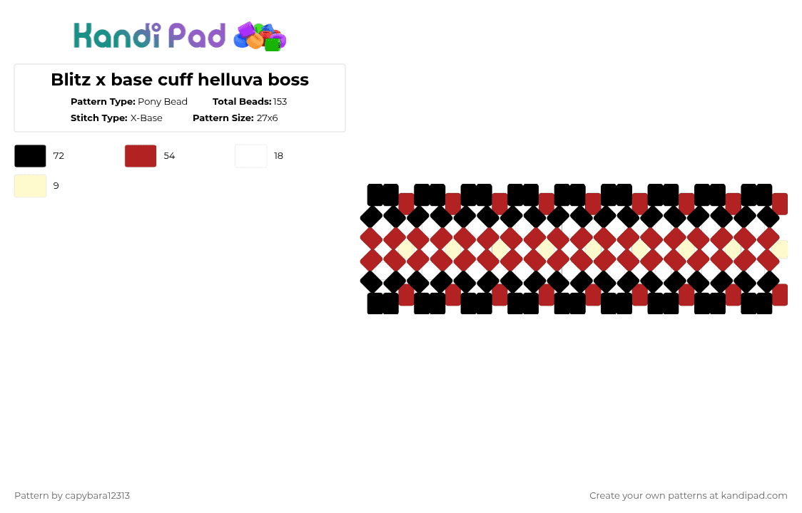 Blitz x base cuff helluva boss - Pony Bead Pattern by capybara12313 on Kandi Pad - red