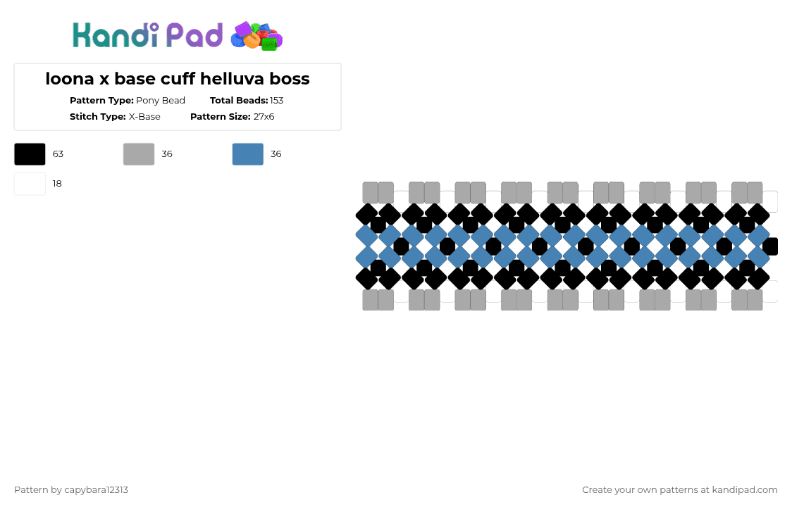 loona x base cuff helluva boss - Pony Bead Pattern by capybara12313 on Kandi Pad - beige,blue