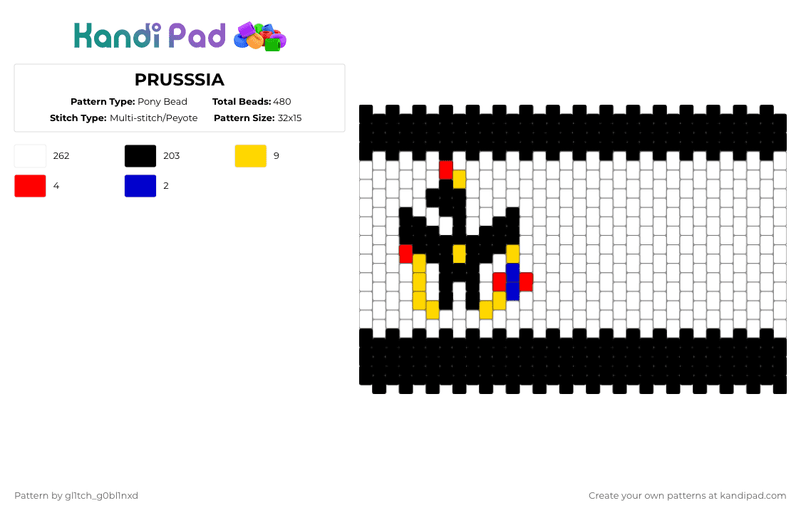 PRUSSSI4 - Pony Bead Pattern by gl1tch_g0bl1nxd on Kandi Pad - white,yellow,flag,prussia,history,country