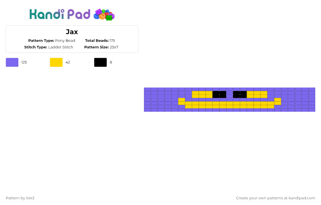Jax - Pony Bead Pattern by lolx3 on Kandi Pad - blue,tadc,jax