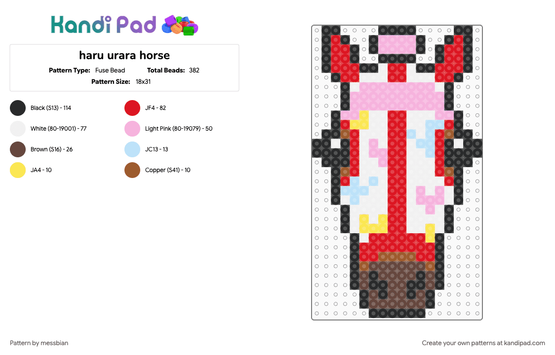 haru urara horse - Fuse Bead Pattern by messbian on Kandi Pad - pink, red