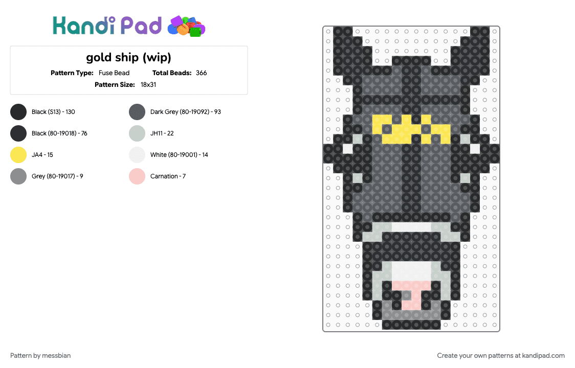 gold ship (wip) - Fuse Bead Pattern by messbian on Kandi Pad - black, gray