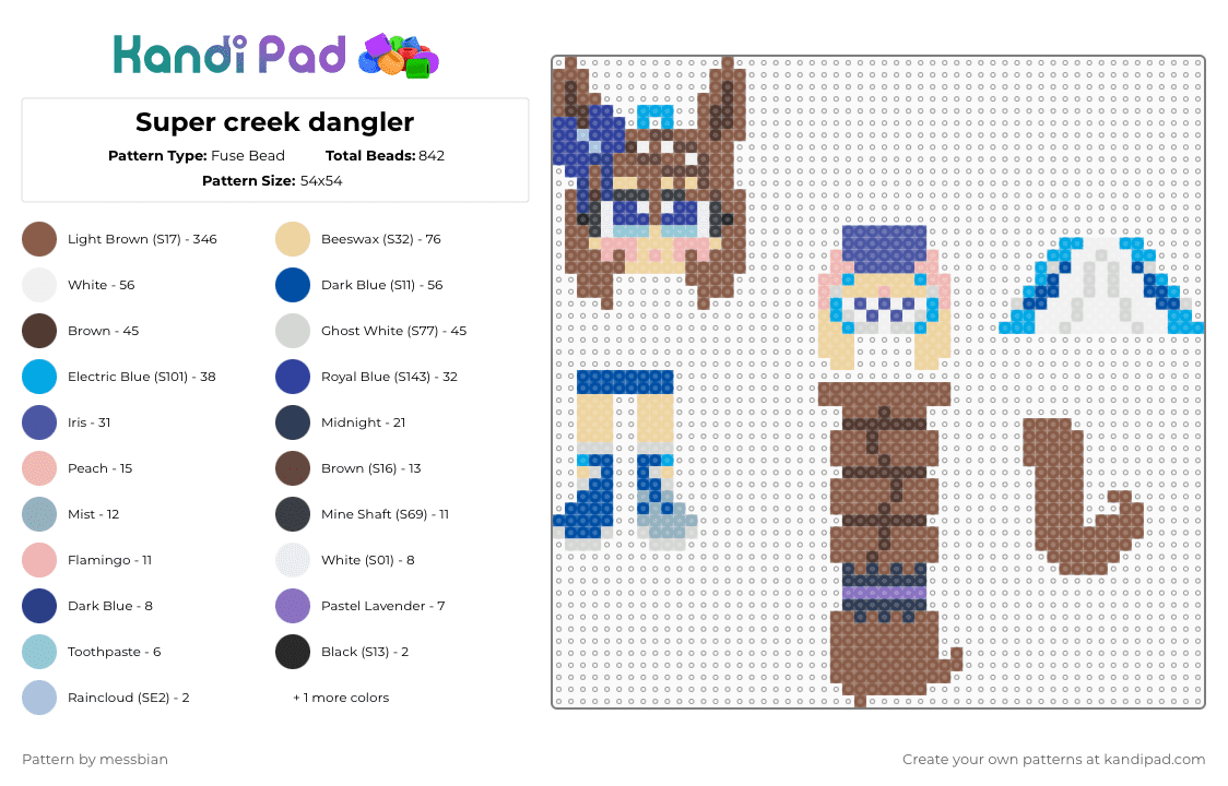 Super creek dangler - Fuse Bead Pattern by messbian on Kandi Pad - tan