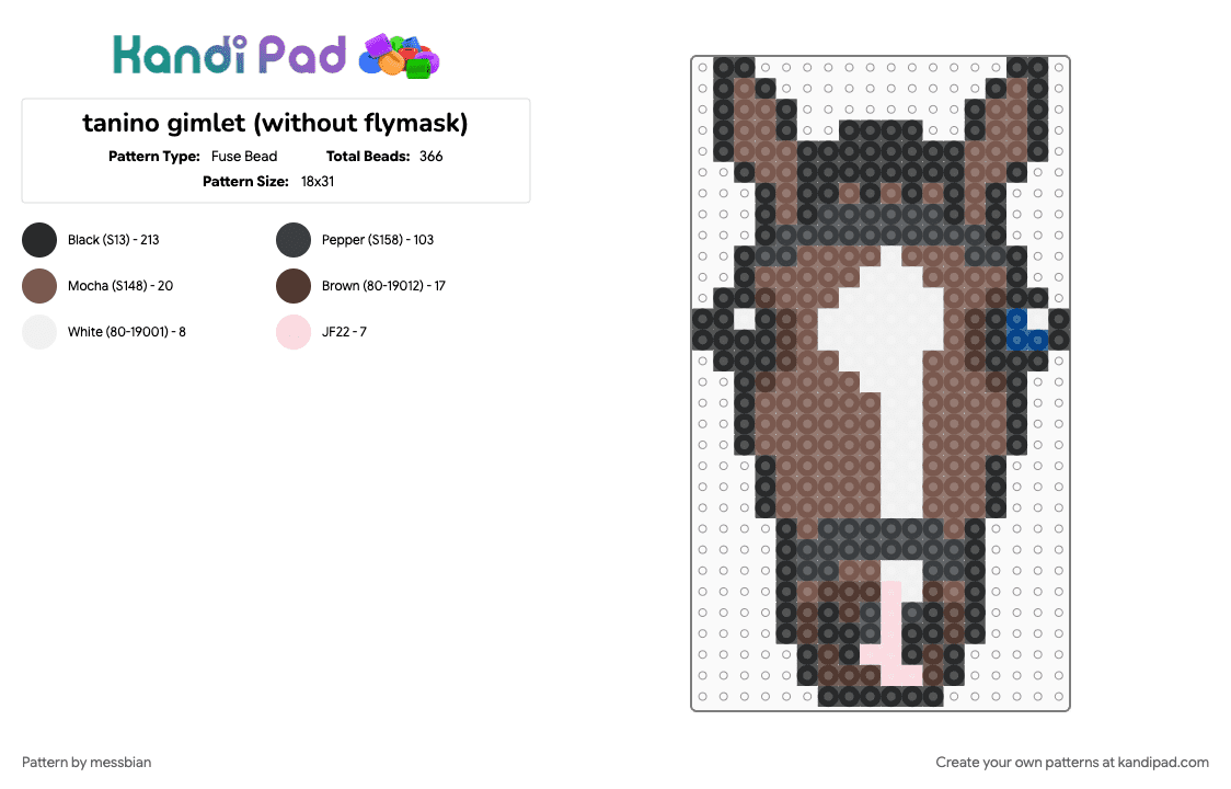 tanino gimlet (without flymask) - Fuse Bead Pattern by messbian on Kandi Pad - tan