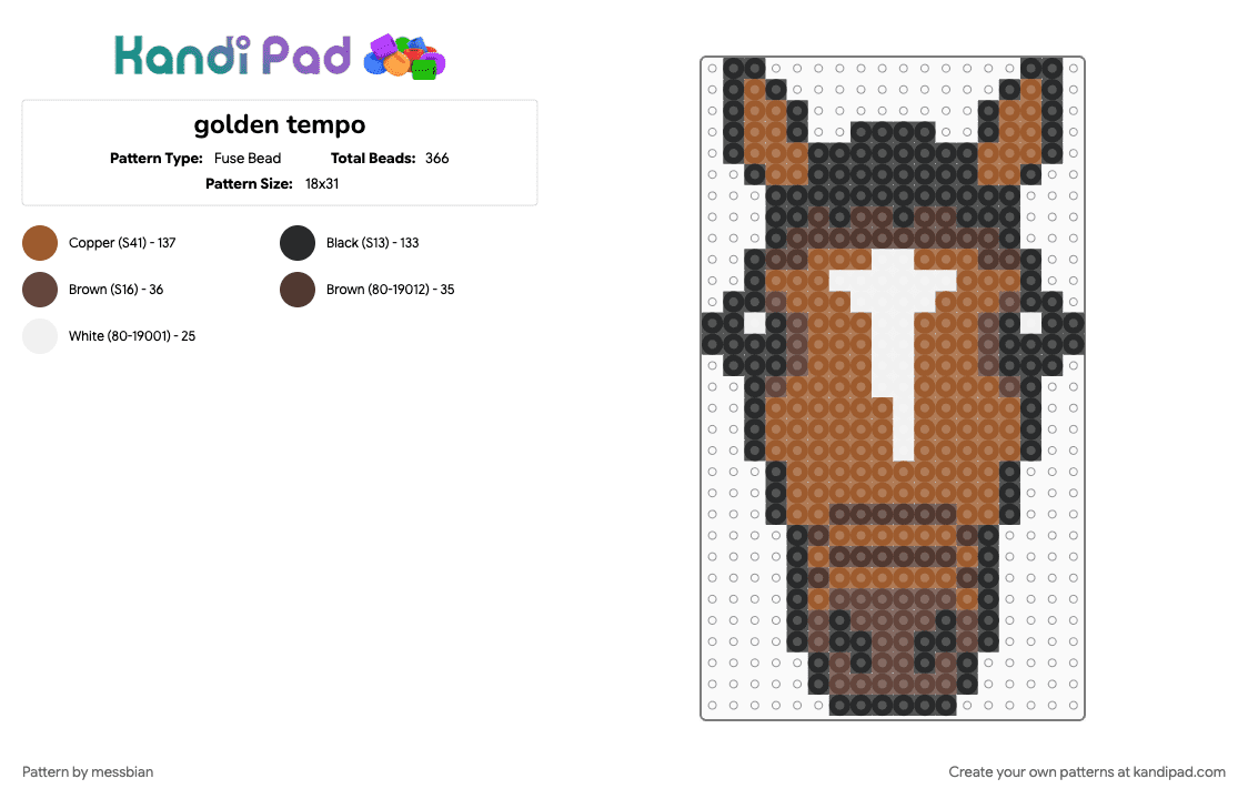 golden tempo - Fuse Bead Pattern by messbian on Kandi Pad - brown, tan