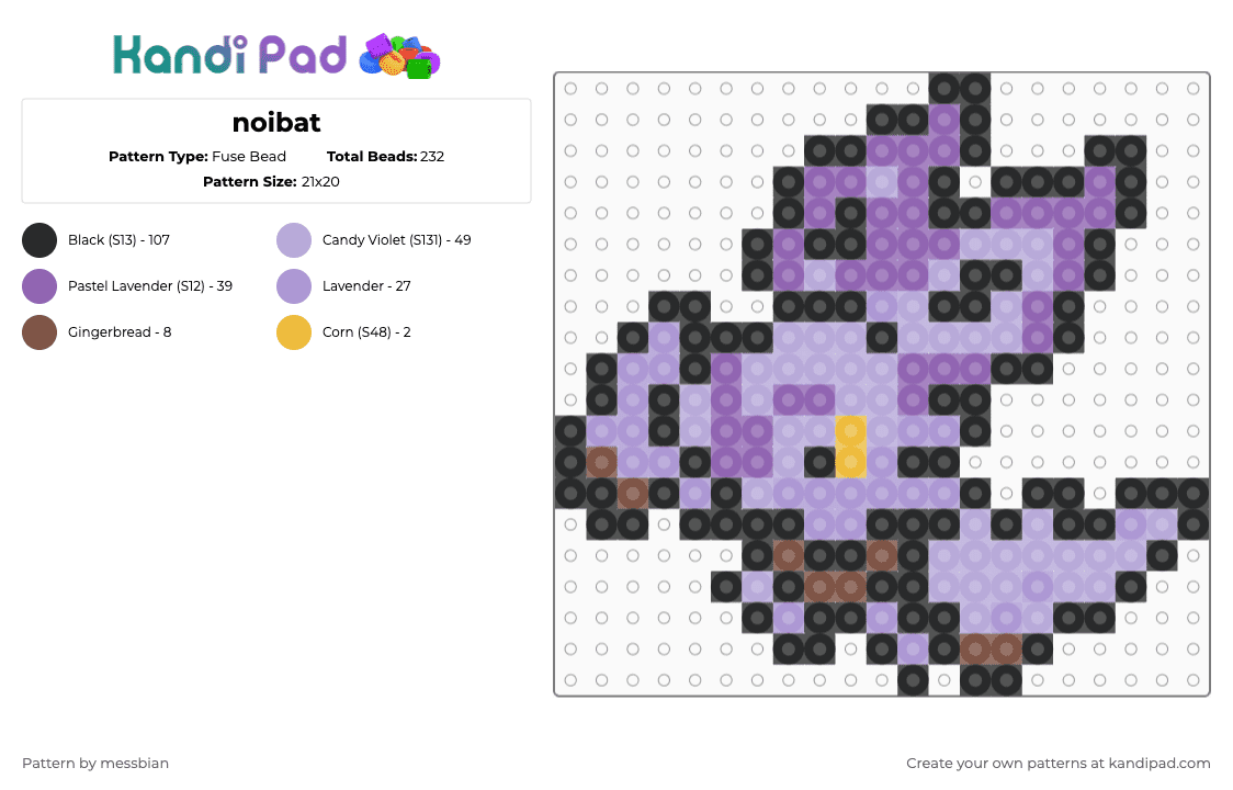noibat - Fuse Bead Pattern by messbian on Kandi Pad - pink