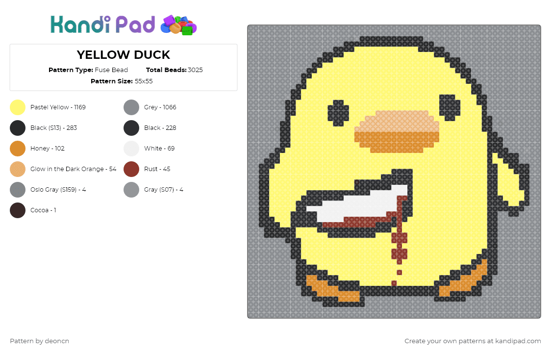 duck killer - Fuse Bead Pattern by deoncn on Kandi Pad - gray,yellow