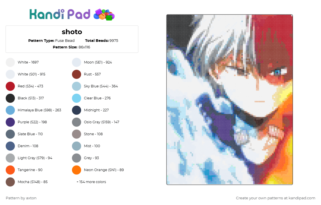 shoto - Fuse Bead Pattern by axton on Kandi Pad - white,light blue,beige,purple,orange,colorful
