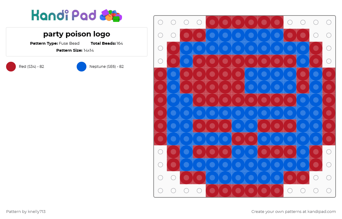 party poison logo - Fuse Bead Pattern by knelly713 on Kandi Pad - red,blue,mcr,mychemicalromance,dangerdays,partypoison