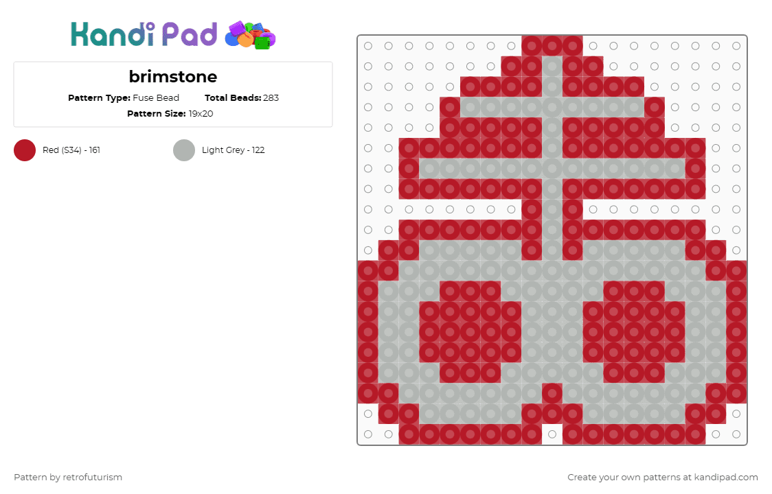 brimstone - Fuse Bead Pattern by retrofuturism on Kandi Pad - red,beige