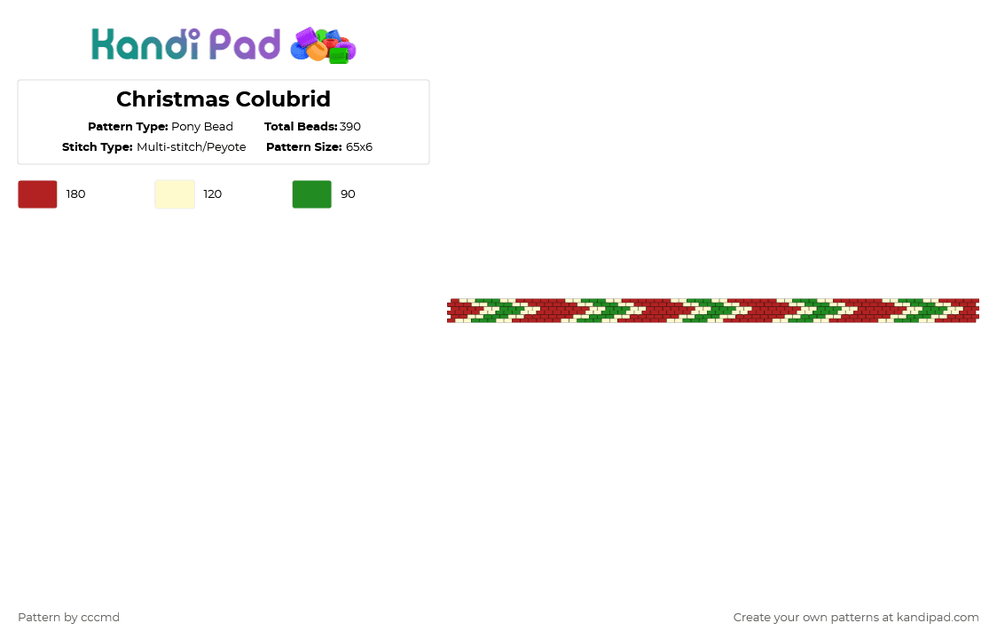 Christmas Colubrid - Pony Bead Pattern by cccmd on Kandi Pad - red