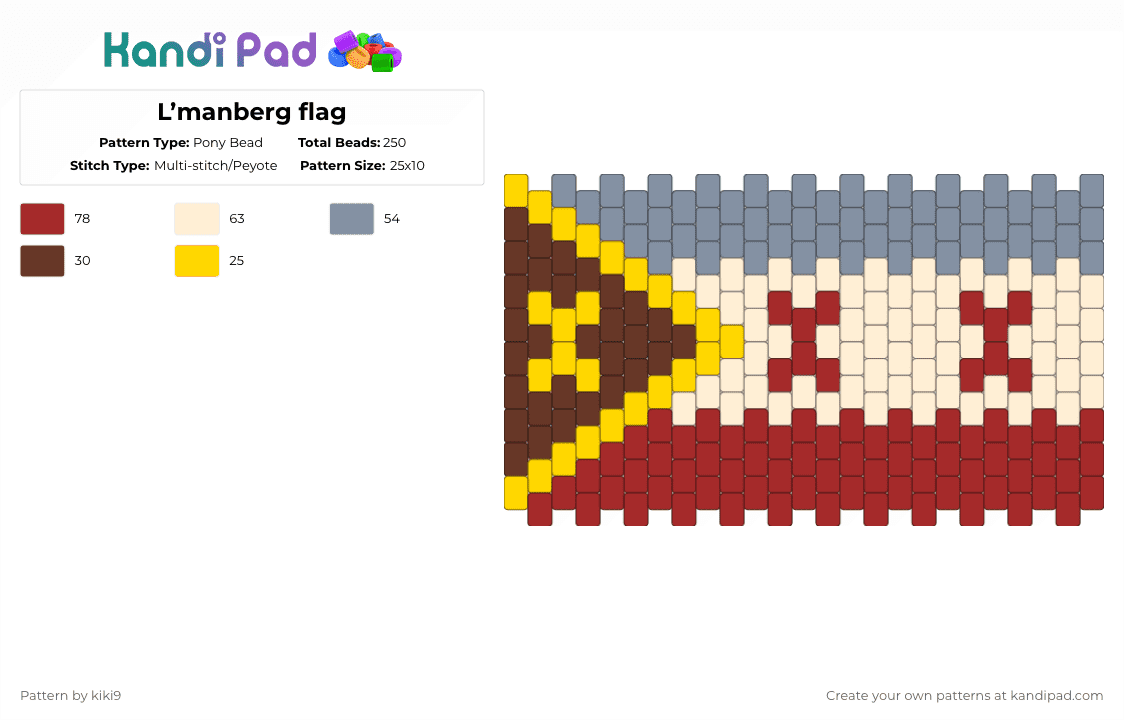 L’manberg flag - Pony Bead Pattern by kiki9 on Kandi Pad - gray,beige,red
