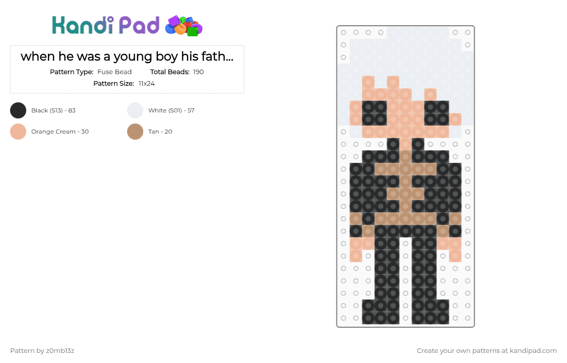 when he was a young boy his father took him into the city to see a marching band - Fuse Bead Pattern by z0mb13z on Kandi Pad - beige,white