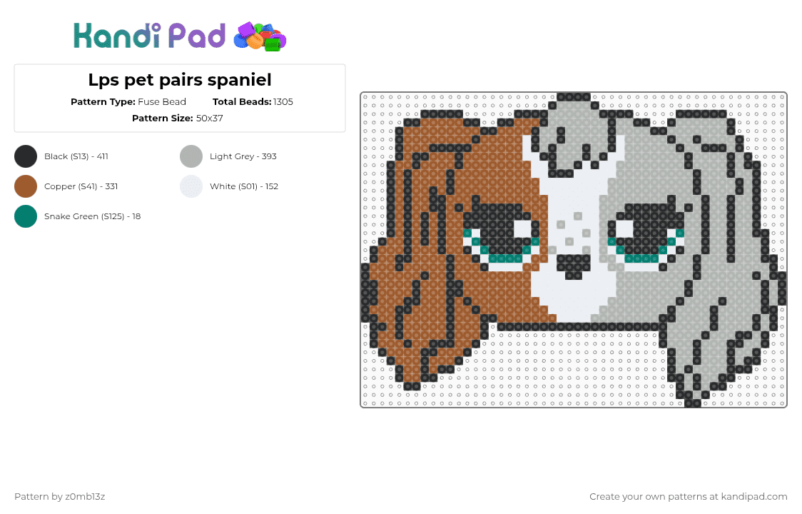 Lps pet pairs spaniel - Fuse Bead Pattern by z0mb13z on Kandi Pad - beige,tan,dog,lps,littlest pet shop,cocker spaniel,puppy,cute,orange gray white teal,pet