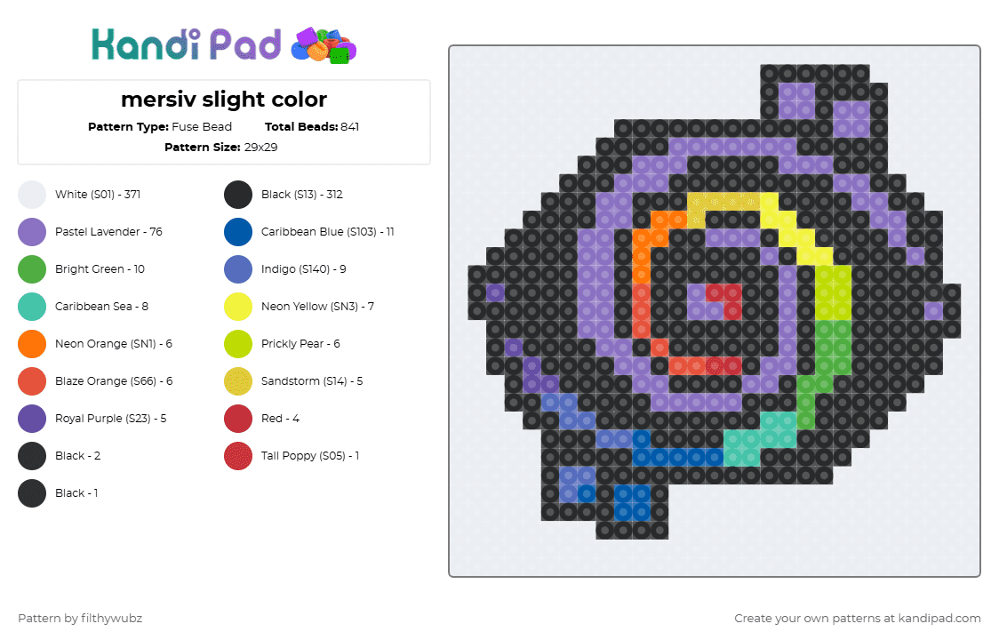 mersiv slight color - Fuse Bead Pattern by filthywubz on Kandi Pad - white,blue