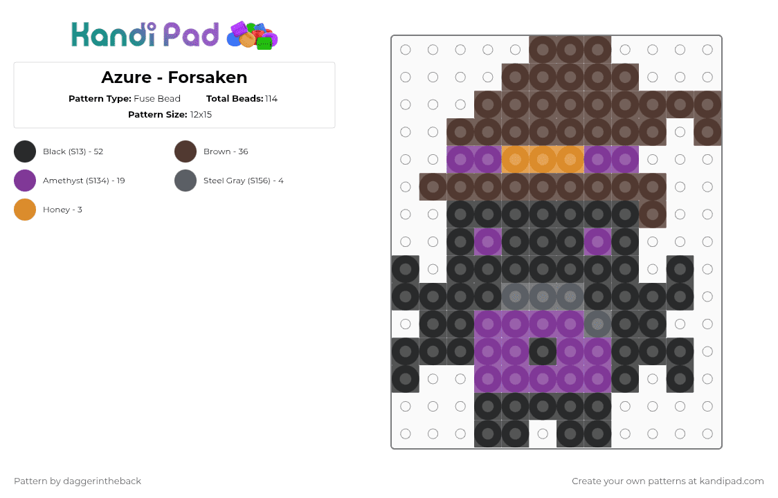Azure - Forsaken - Fuse Bead Pattern by daggerintheback on Kandi Pad - brown, pink