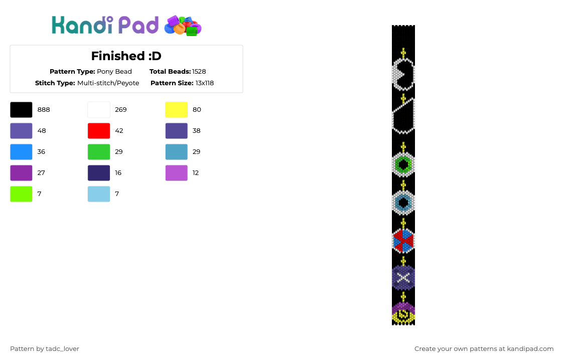 Finished :D (‼️⚠️read disc⚠️‼️) - Pony Bead Pattern by tadc_lover on Kandi Pad - black,white,light blue,colorful