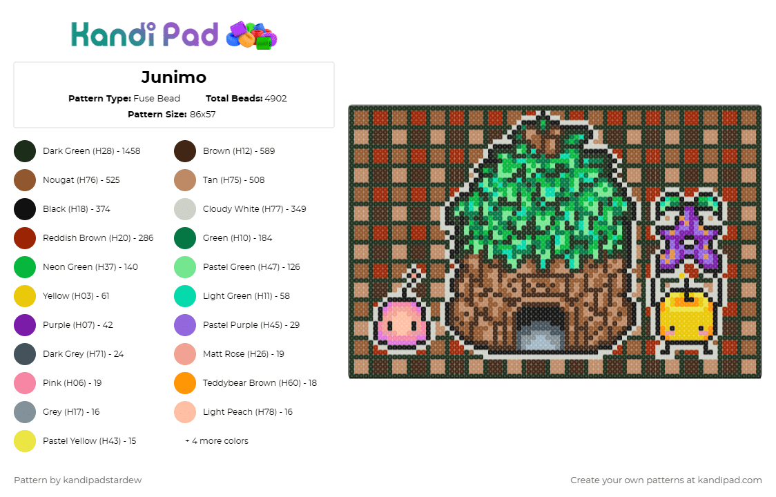 Junimo - Fuse Bead Pattern by kandipadstardew on Kandi Pad - 
