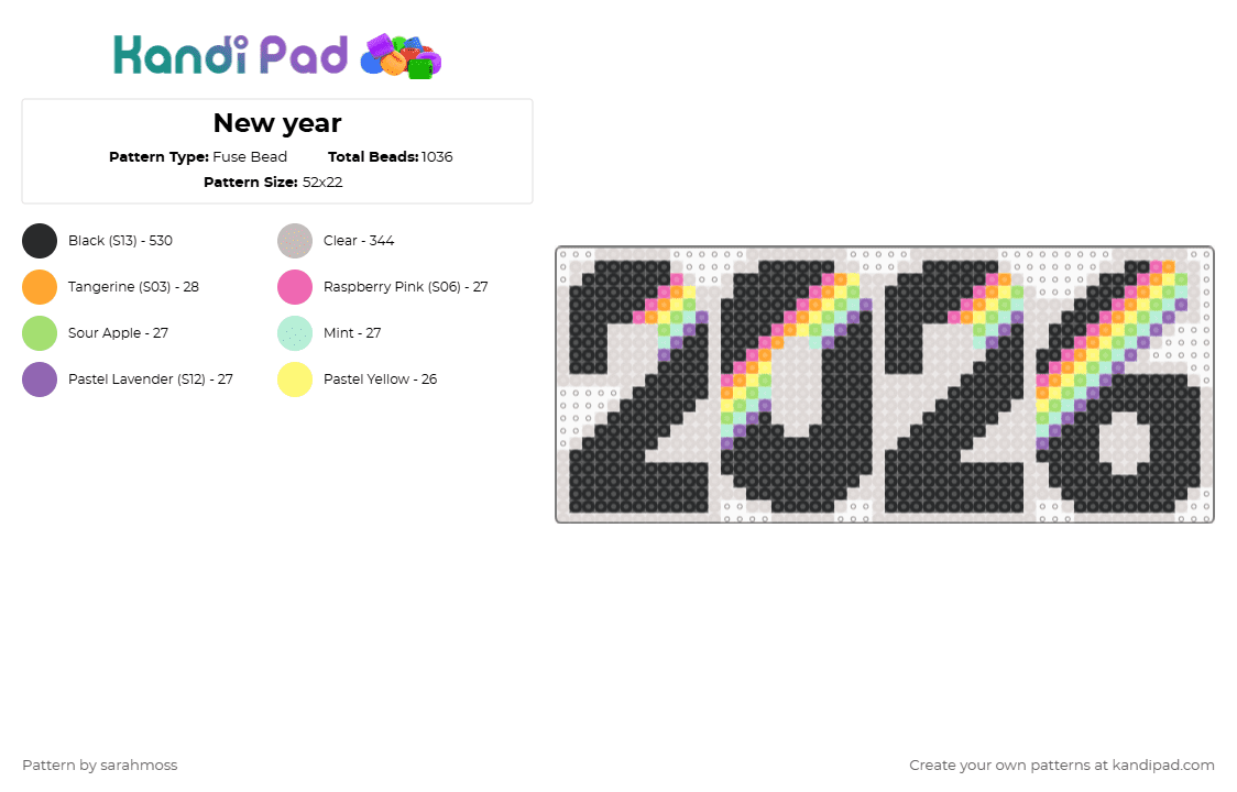 New year - Fuse Bead Pattern by sarahmoss on Kandi Pad - black,beige