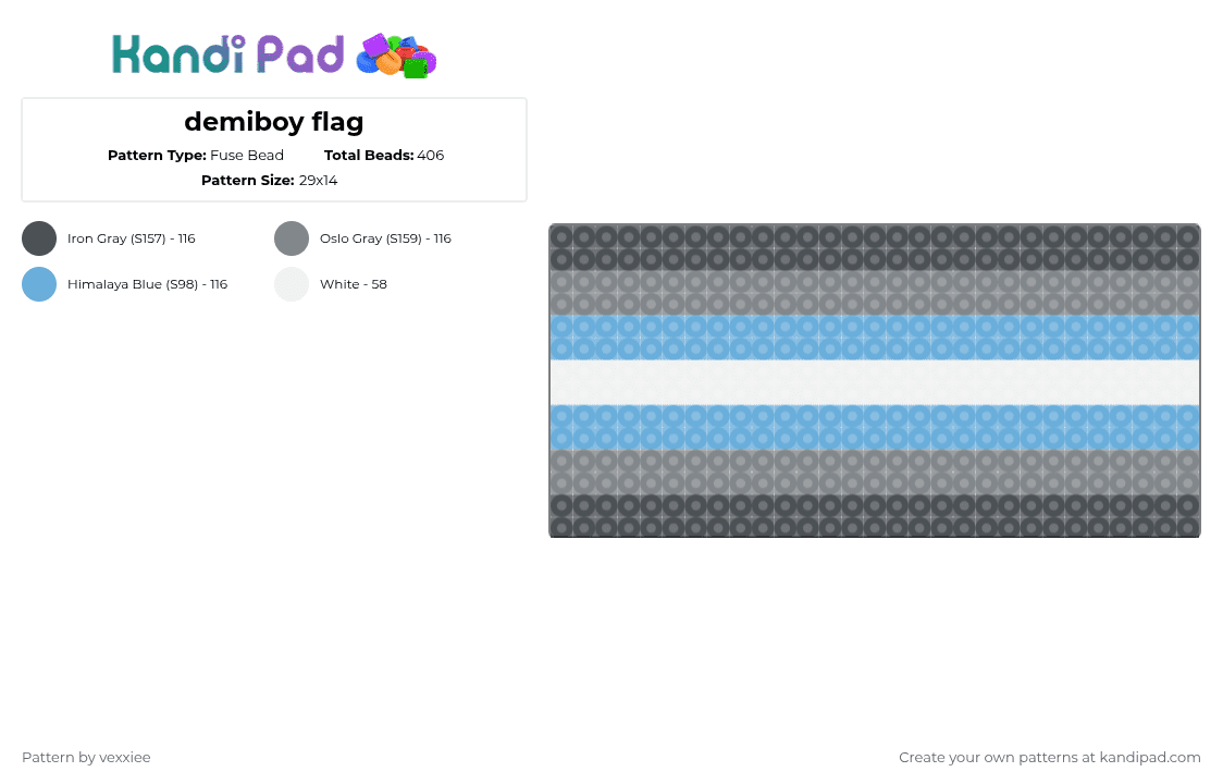 demiboy flag - Fuse Bead Pattern by vexxiee on Kandi Pad - purple,gray,light blue