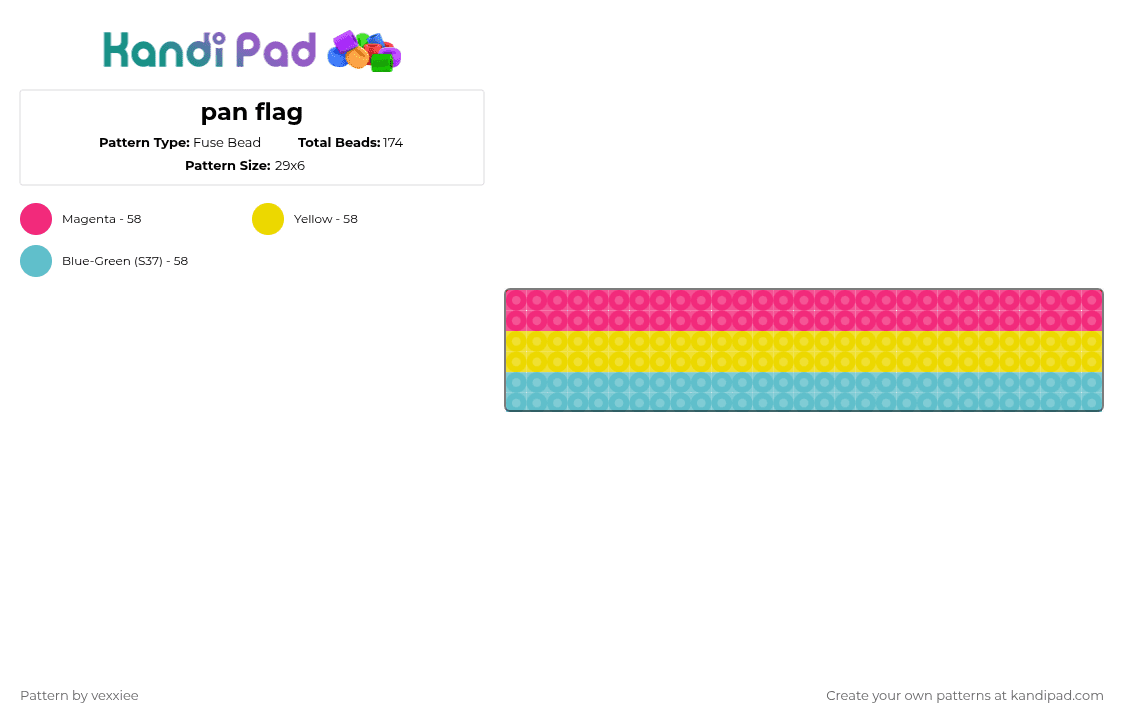 pan flag - Fuse Bead Pattern by vexxiee on Kandi Pad - pink,yellow,teal