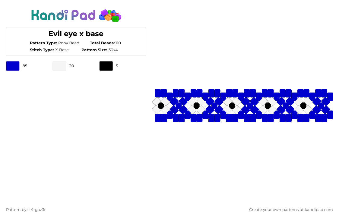 Evil eye x base - Pony Bead Pattern by st4rgaz3r on Kandi Pad - purple,witchtok,witch,evil eye,karma