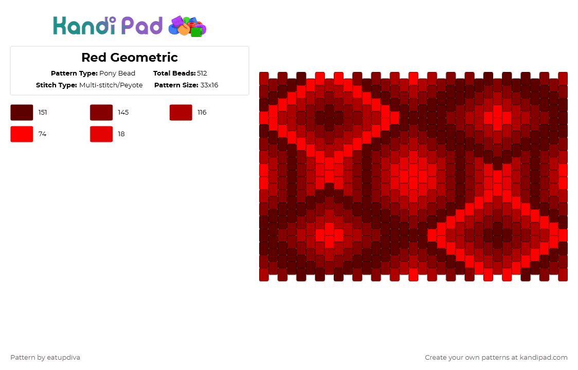 Red Geometric - Pony Bead Pattern by eatupdiva on Kandi Pad - brown,red,flop,helpme