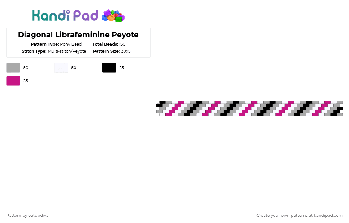 Diagonal Librafeminine Peyote - Pony Bead Pattern by eatupdiva on Kandi Pad - beige, pink