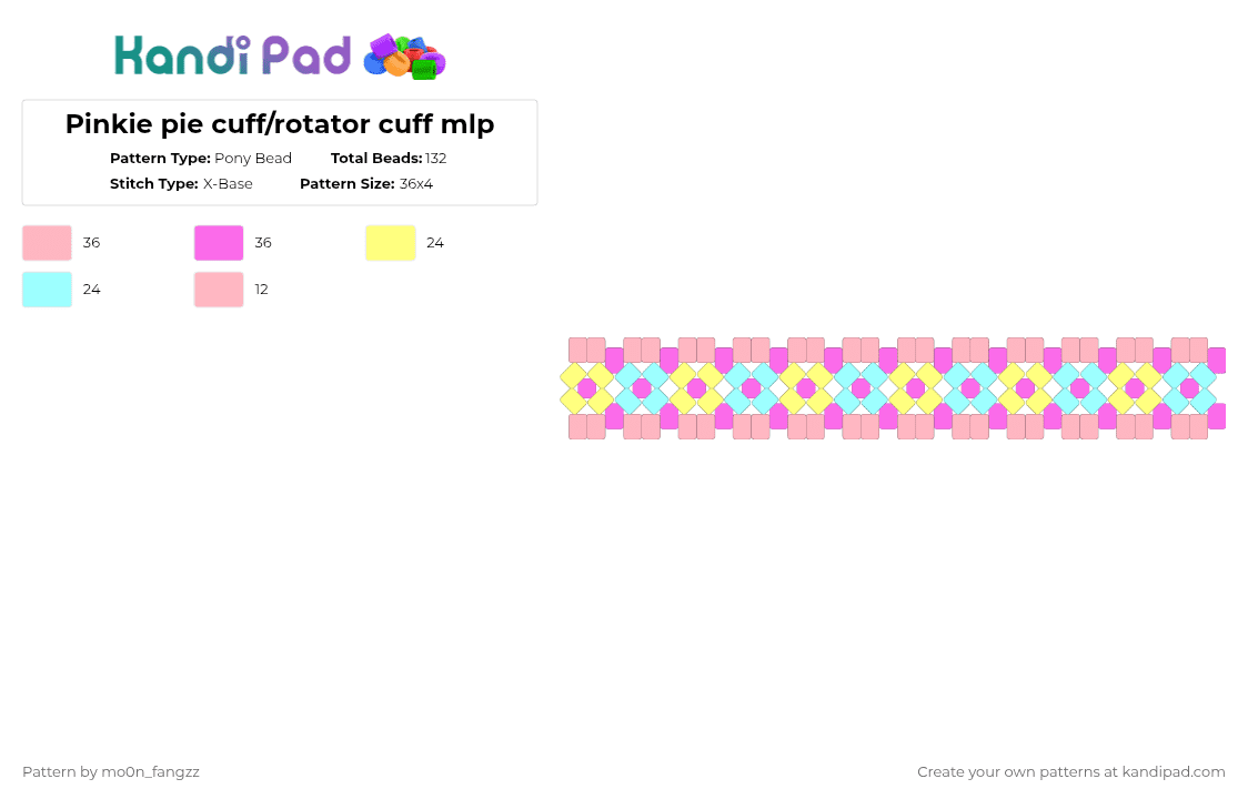 Pinkie pie cuff/rotator cuff mlp - Pony Bead Pattern by mo0n_fangzz on Kandi Pad - pink