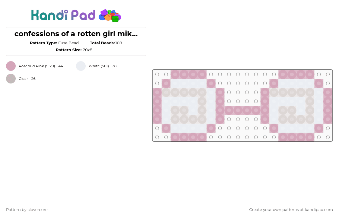 confessions of a rotten girl miku\'s glasses - Fuse Bead Pattern by stormie_the_menace on Kandi Pad - pink,beige