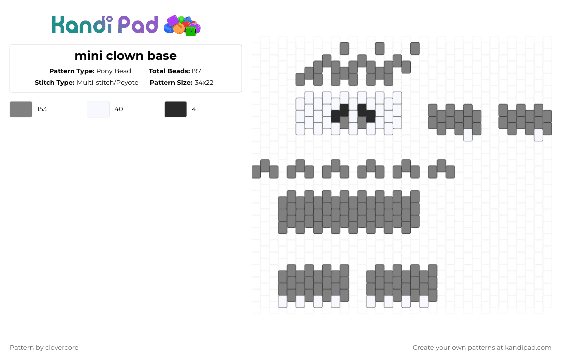 mini clown base - Pony Bead Pattern by stormie_the_menace on Kandi Pad - gray