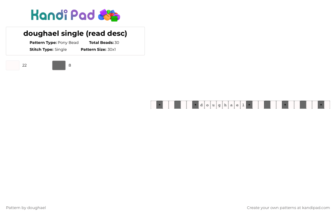 doughael single (read desc) - Pony Bead Pattern by stormie_the_menace on Kandi Pad - white,gray,crk,doughael