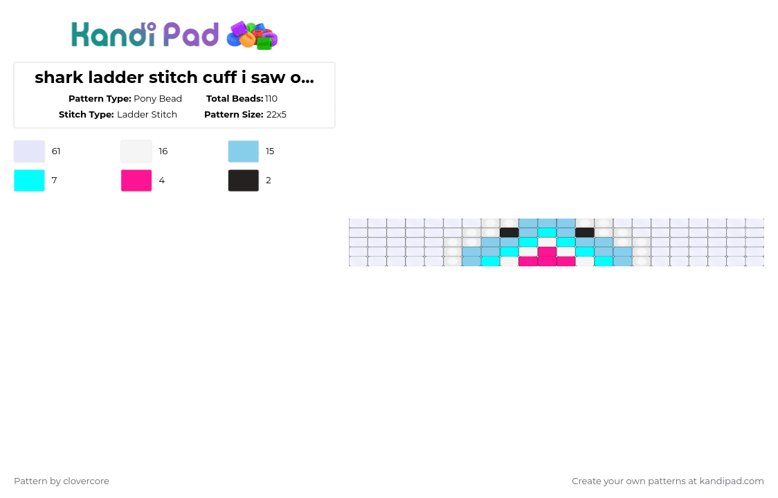 shark ladder stitch cuff i saw on pinterest - Pony Bead Pattern by stormie_the_menace on Kandi Pad - white,light blue