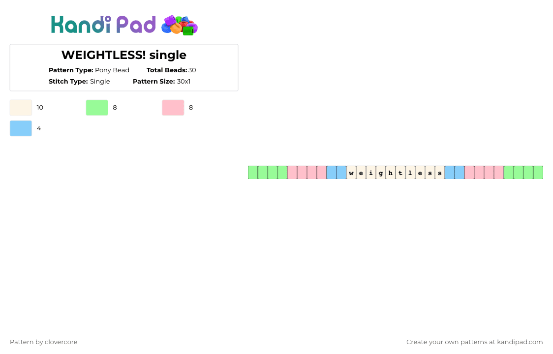 WEIGHTLESS! single - Pony Bead Pattern by stormie_the_menace on Kandi Pad - teal,pink