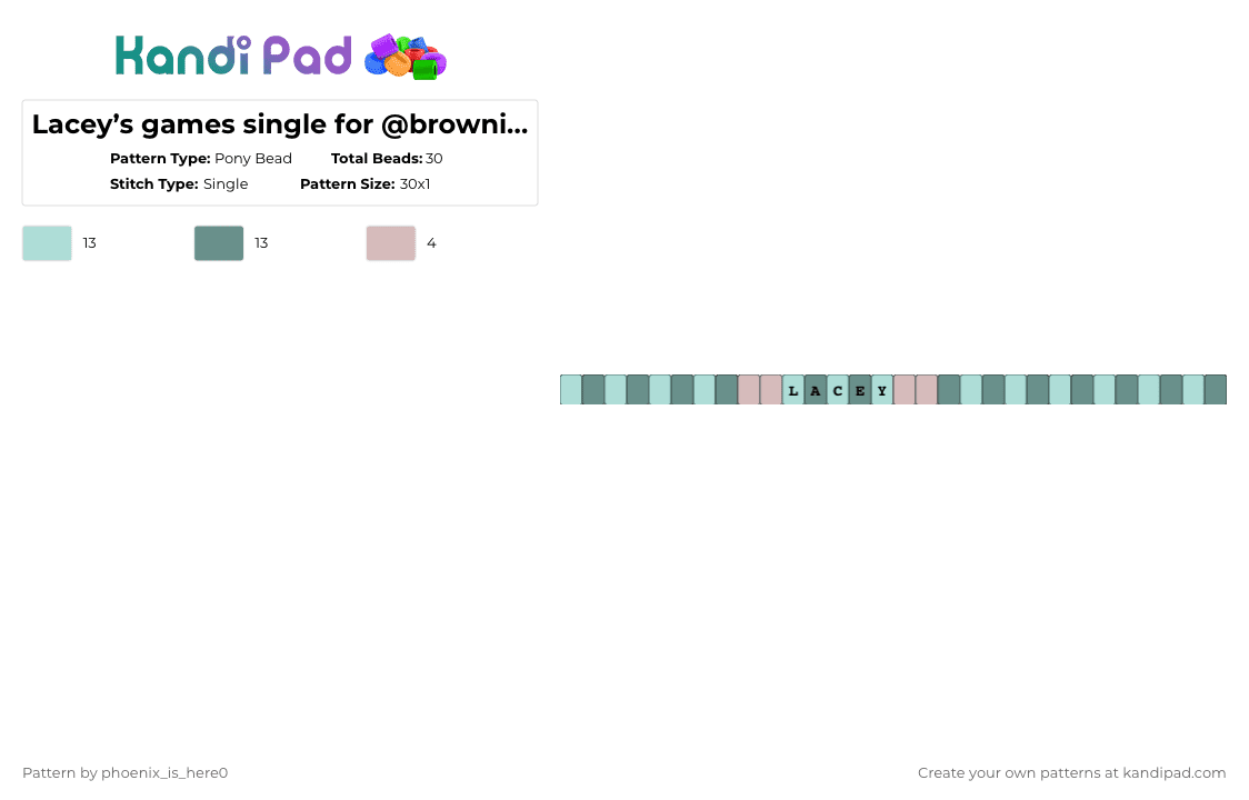 Lacey’s games single for @browniebass227!!! - Pony Bead Pattern by phoenix_is_here0 on Kandi Pad - 