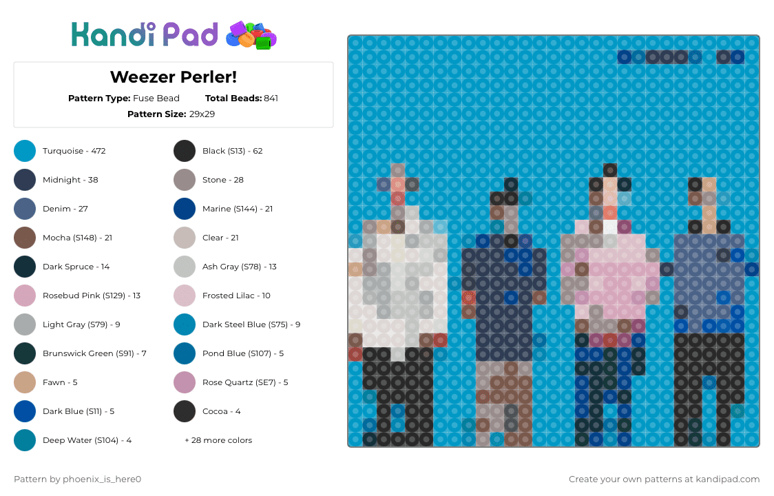 Weezer Perler! - Fuse Bead Pattern by phoenix_is_here0 on Kandi Pad - light blue,blue,beige