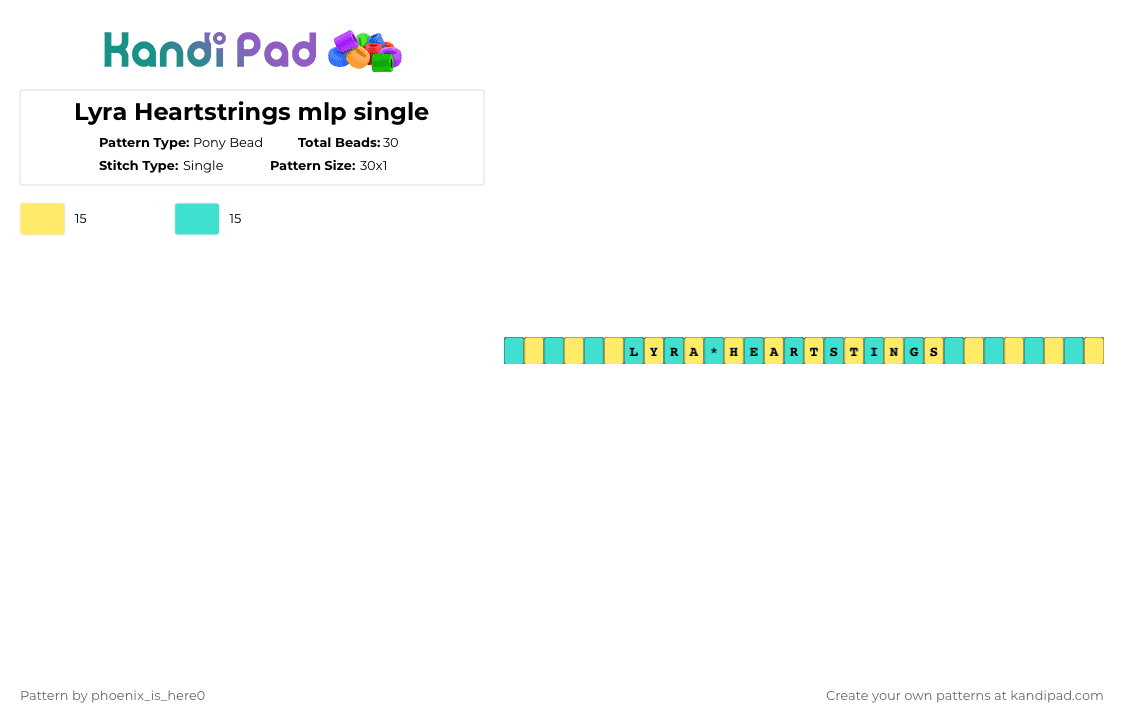 Lyra Heartstrings mlp single - Pony Bead Pattern by phoenix_is_here0 on Kandi Pad - yellow,light blue