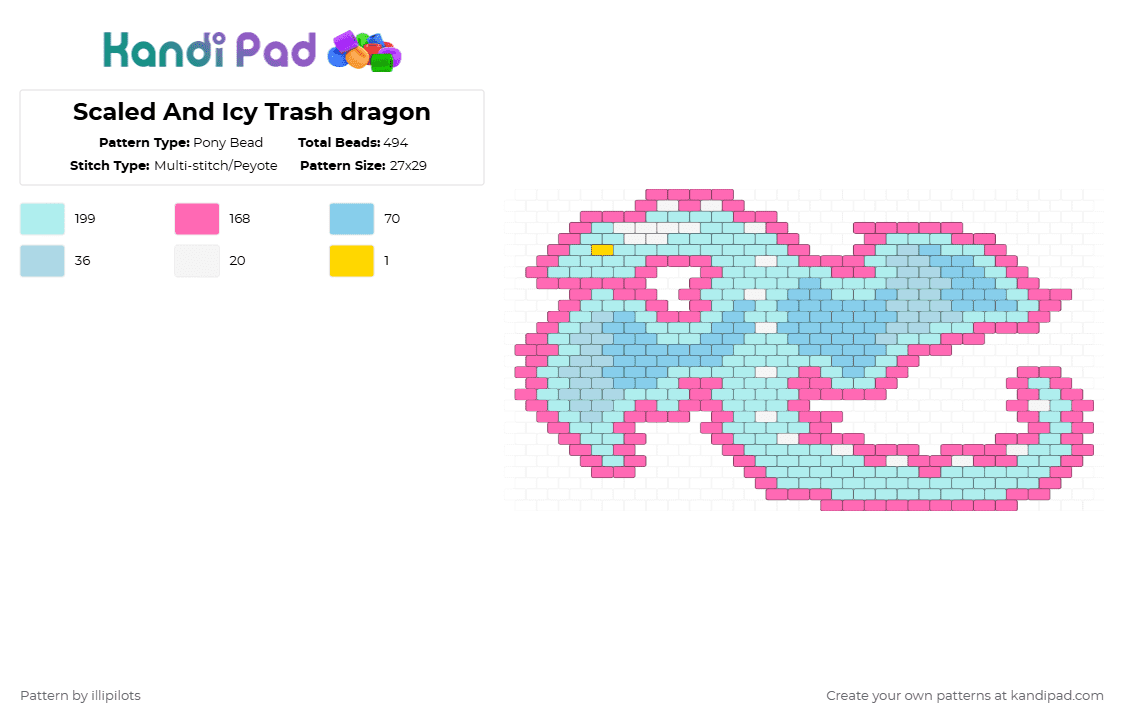 Scaled And Icy Trash dragon - Pony Bead Pattern by illipilots on Kandi Pad - pink,light blue,illipilots,twenty one pilots,scaled and icy,sai