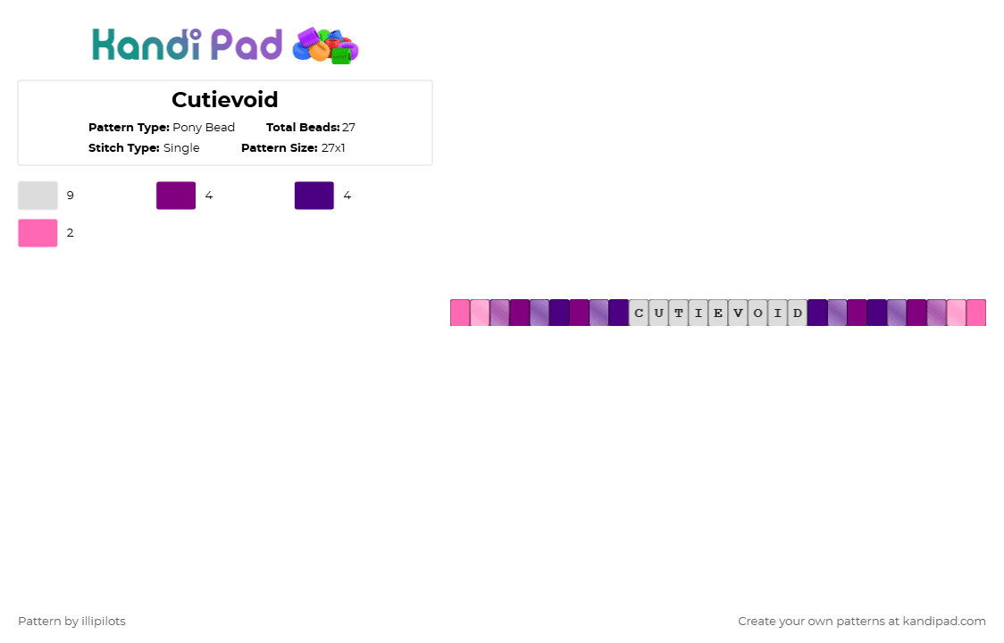 Cutievoid - Pony Bead Pattern by illipilots on Kandi Pad - brduo,illipilots